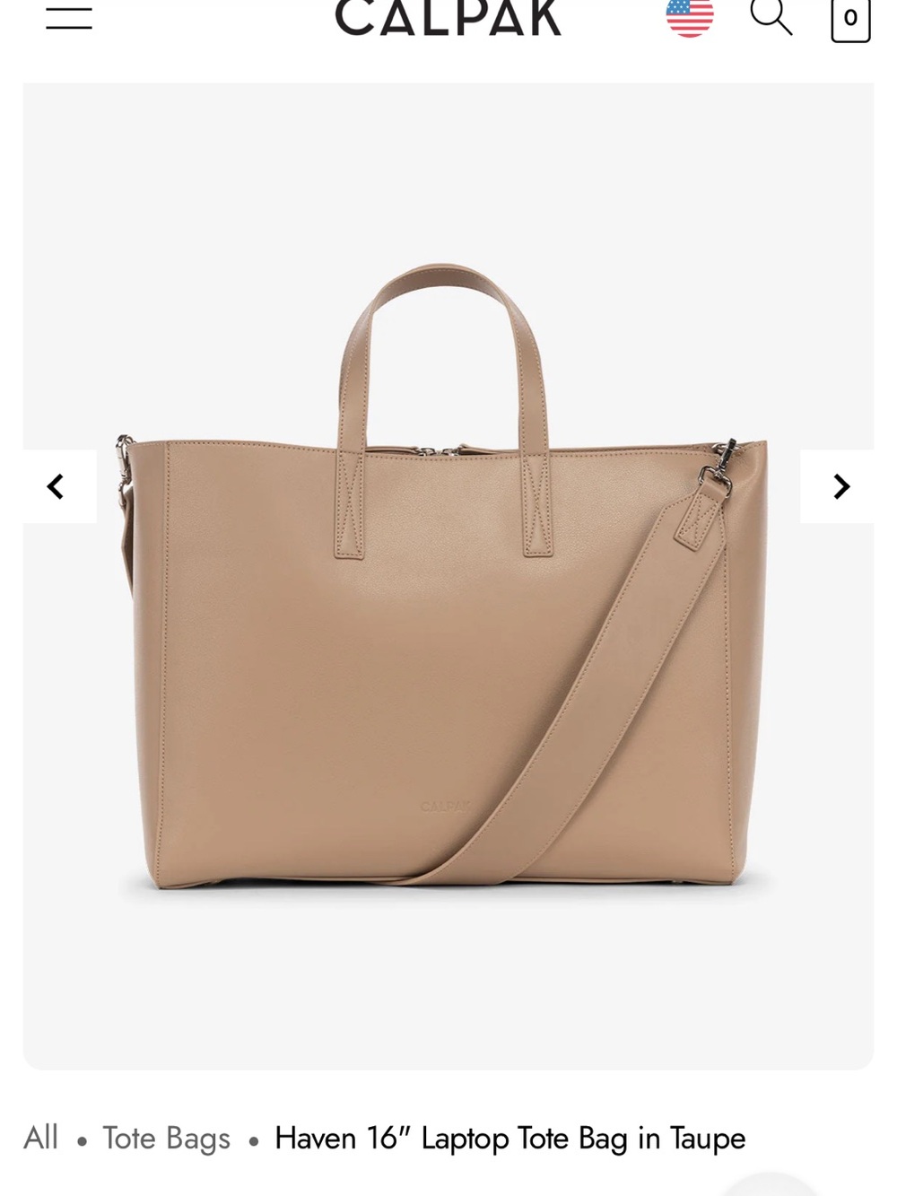 CALPAK Haven 16" Laptop Work Travel Tote Bag in Taupe